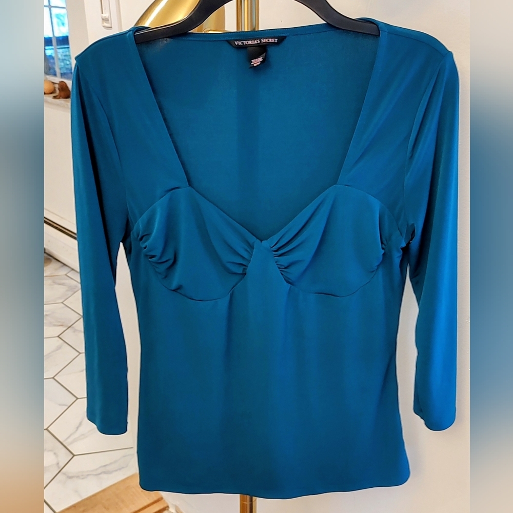 Y2k Victoria's Secret Teal Sweetheart Neckline Stretchy Top M